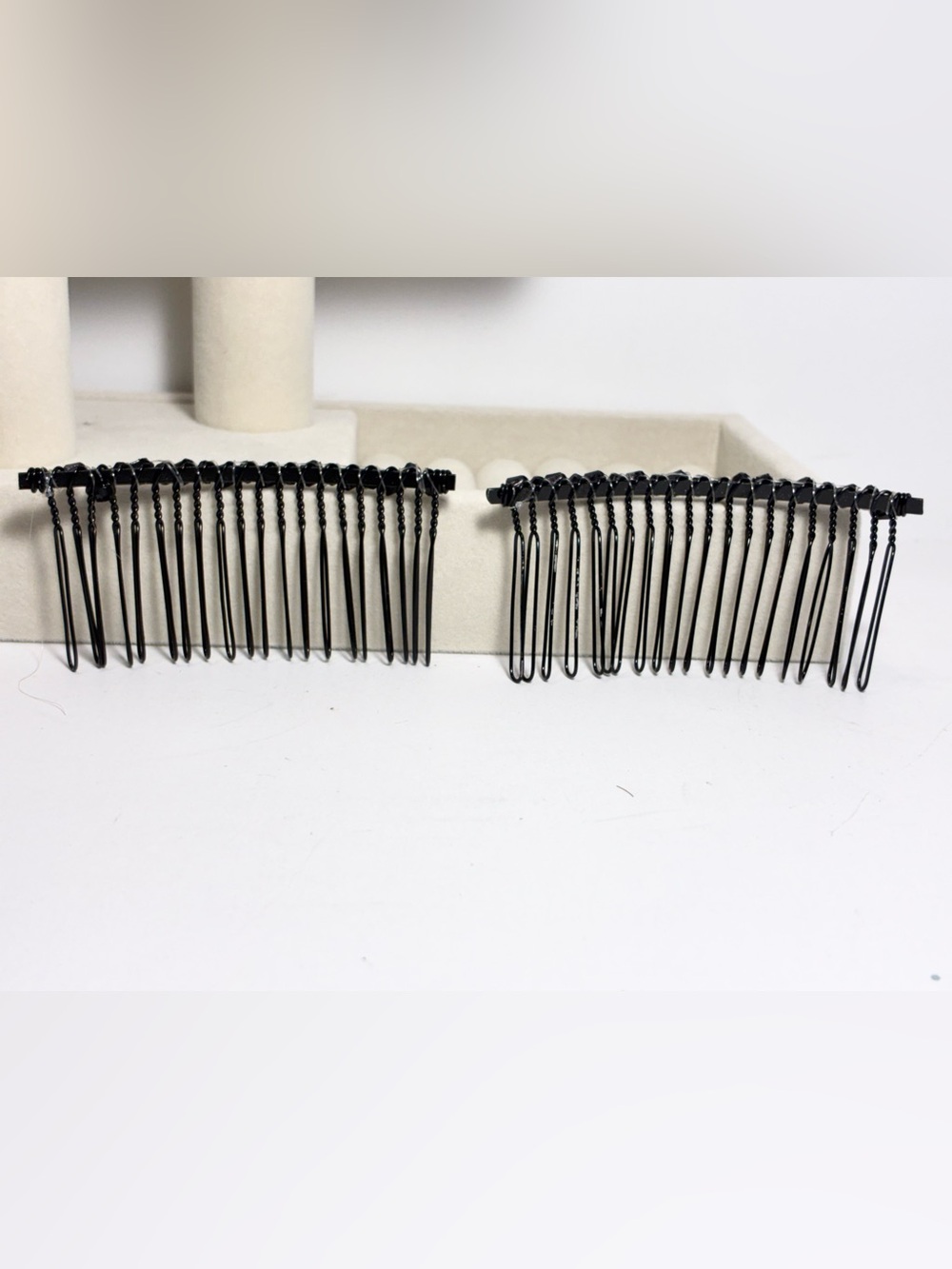 Black Beaded Hair Comb Decorative Side Comb Pair 3.25”